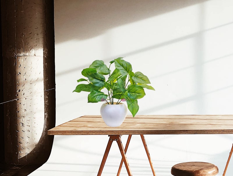 ARTSY® Artificial Plants with Pot for Home Decor, Leaves, Plants for Pot/vase, Home/Office Decor, Gift, Craft, Artificial Flowers with Pot, Combo, Pack of 1 Piece, 35 cm Height, Dark Green - Image 3