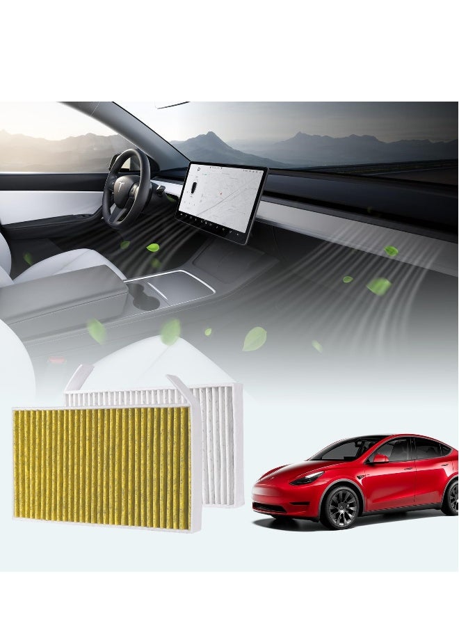 Air Filter for Tesla Model Y Model 3 Filter Accessories Model Y 2016-2023, with Activated Carbon Replacement Cabin Air Intake Filter(Set of 2) - Image 1