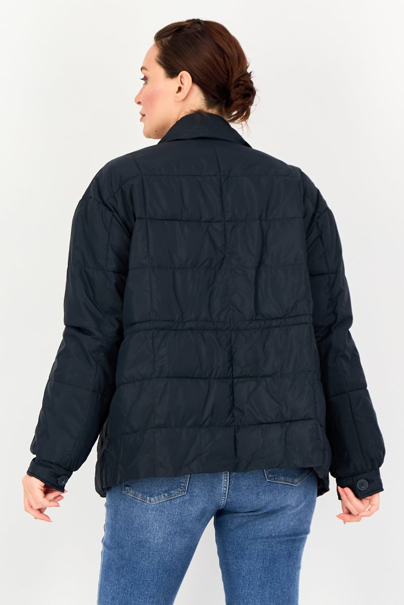 Andrew Marc Women Quilted Puffer Jacket, Navy - Image 3