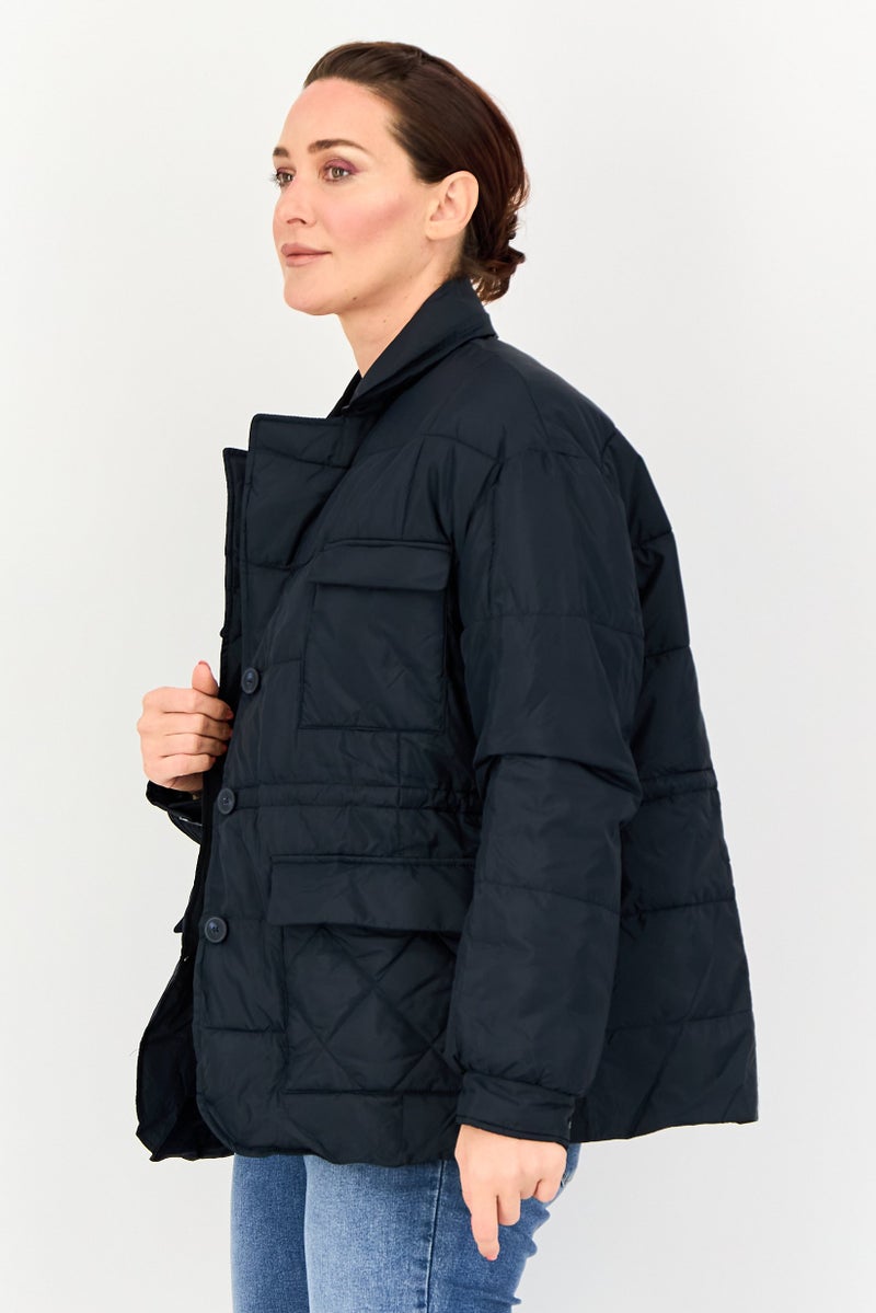 Andrew Marc Women Quilted Puffer Jacket, Navy - Image 2
