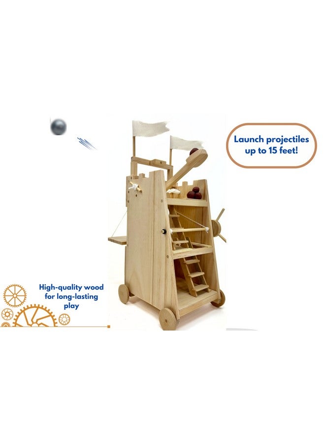 PATHFINDERS STEM Kit - Medieval Siege Tower with Catapult | Wooden Building Kit for Kids Ages 12-14 | Engineering & Physics Toy | Hands-On STEM Project - Image 3