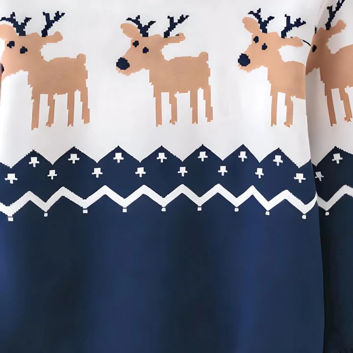 CORALTREE CORAL TREE Unisex Christmas Deer Reindeer Patterned Knitted Sweater-Blue - Image 2