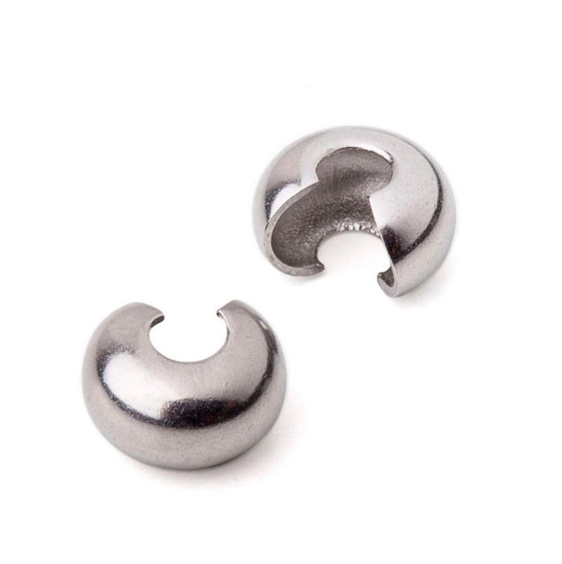 100pcs 3mm 012 Inch Small Crimp Bead Knot Cover End Caps 18K White Gold Plated Copper Brass for DIY Craft Jewelry Making CF1083