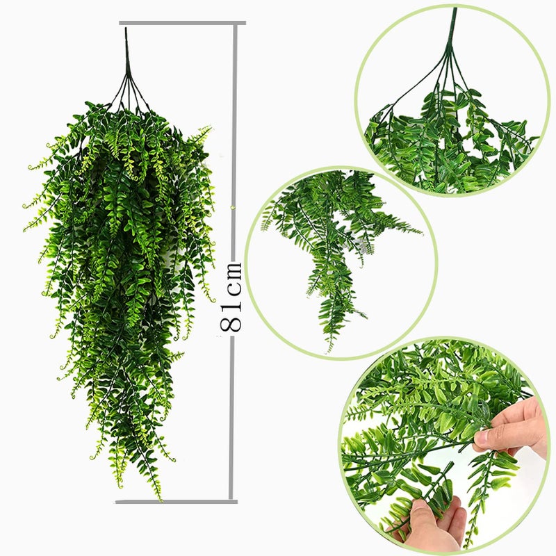 Toprooms 4pcs Artificial Hanging Plants Fake Hanging Plant Fake Plants Faux Fern Ivy Vines Outdoor UV Resistant Plastic Hanging Plants Artificial Decor (Ferns) - Image 2