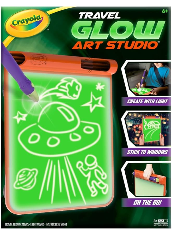 Crayola Travel Glow Art Studio Glow In The Dark Toys Kids Gifts For Girls And Boys Ages 6 7 8 9 - Image 1