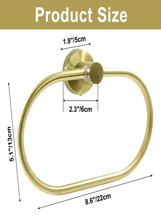 Rierdge Gold Towel Ring for Bathroom, Elliptical Stainless Steel Hand Towel Holder, Swivel Hand Towel Ring Rack for Small Spaces Guest Rooms - Image 3