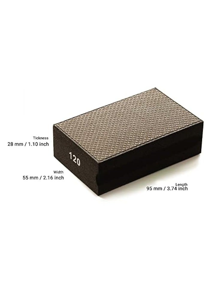 PROMASS PRO Diamond Hand Polishing Pad, Grit 120 Coarse Foam Sanding Block for Quick Surface Edging and Fast Sanding of Glass, Tiles, Ceramics, Concrete, Granite, Marble, and More - GP15104 - Image 2