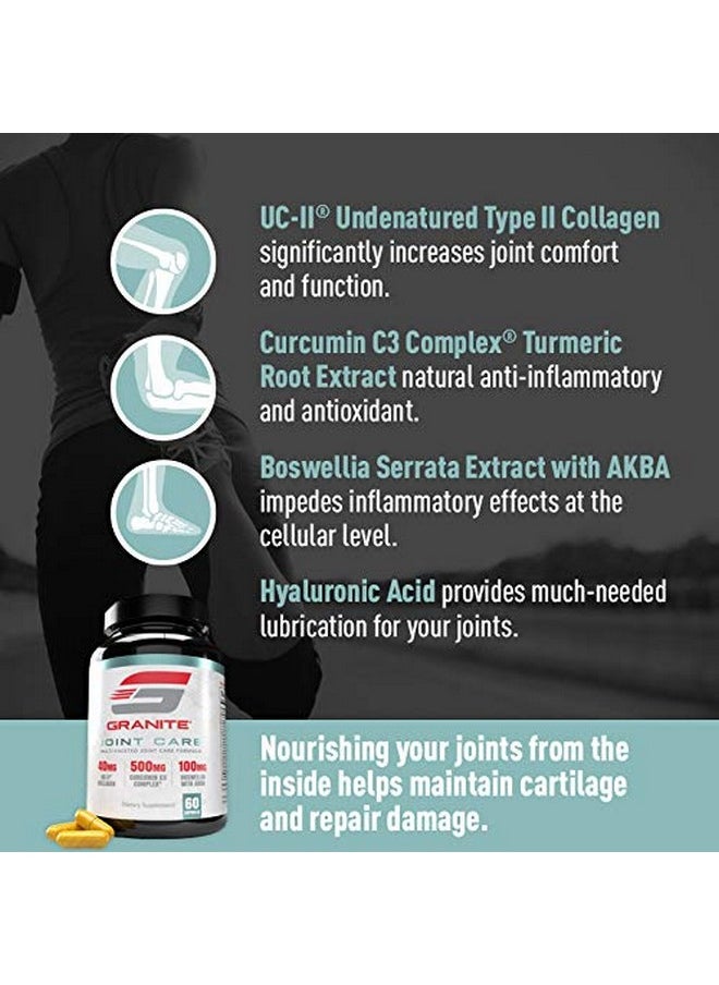 Granite Supplements - Joint Care By Granite® ; Support Healthy Joint Flexibility Comfort & Lubrication With Ucii Collagen Curcumin C3 Bioperine Boswellia Serrata + Akba Hyaluronic Acid Boron & Ginger ; 60 Capsules - Image 1