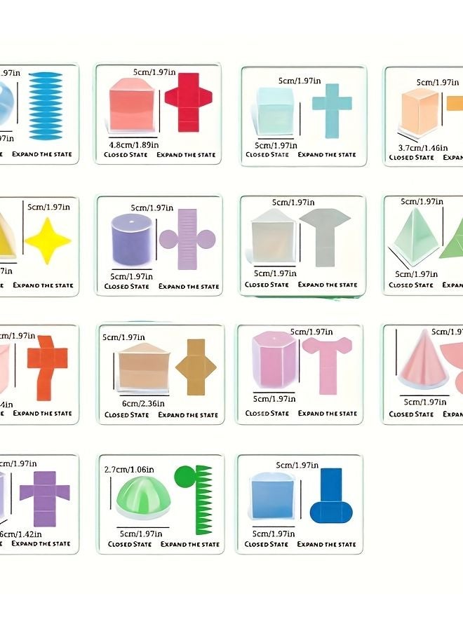 15pcs Transparent Geometric Model Set 3D Math Blocks for Classroom Learning - Image 1