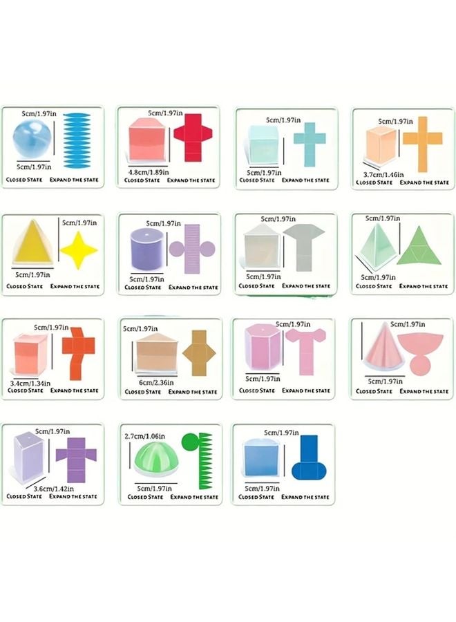 15pcs Transparent Geometric Model Set 3D Math Blocks for Classroom Learning - Image 4