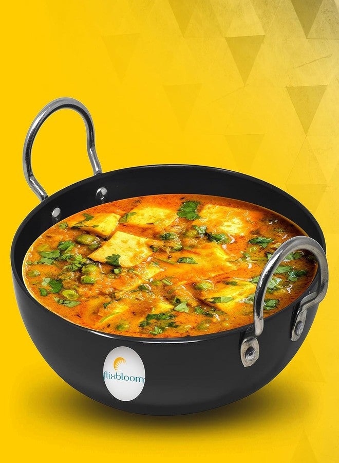 FLIXBLOOM Latest Black Hard Anodized Induction Base Bottom Cookware Set for Kitchen Kadai/Kadhai/Wok Heavy Gauge, Non-Toxic, with Riveted Sturdy Handles (Kadai with Lid, 2 Litre Kadai) - Image 2