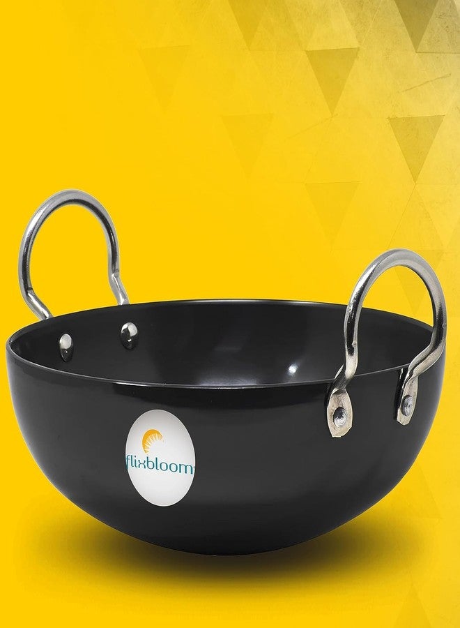 FLIXBLOOM Latest Black Hard Anodized Induction Base Bottom Cookware Set for Kitchen Kadai/Kadhai/Wok Heavy Gauge, Non-Toxic, with Riveted Sturdy Handles (Kadai with Lid, 2 Litre Kadai) - Image 3