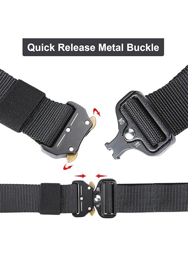 HY Traing Tactical Belt Military Style Girdle Utility for Men Waistband Nylon Webbing Band with V-Ring Heavy-Duty Quick-Release Zinc Alloy Buckle Elastic Ring Allergy Free - Black  - Image 5