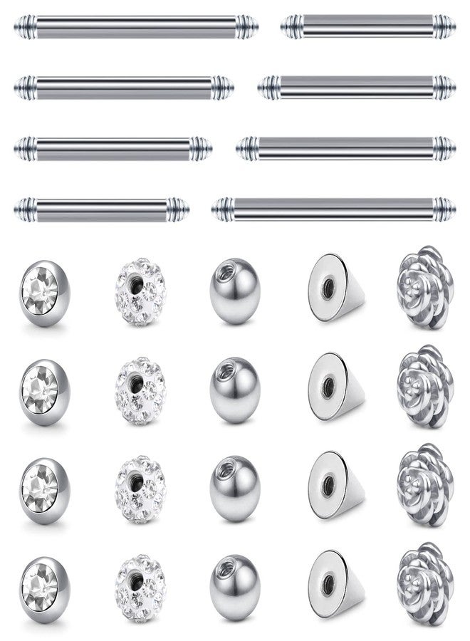 JFORYOU Replacement Bar and Balls for Straight Barbell Piercing Jewelry for Nipple Rings Tongue Ring Industrial Piercing Body Piercing 14G 12mm 14mm 16mm 18mm Bar Length - Image 1