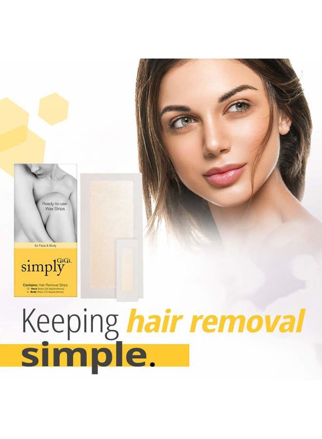 GiGi Simply Ready-to-Use Hair Removal Strips for Face and Body, 12 Face and 6 Body Strips - Image 2