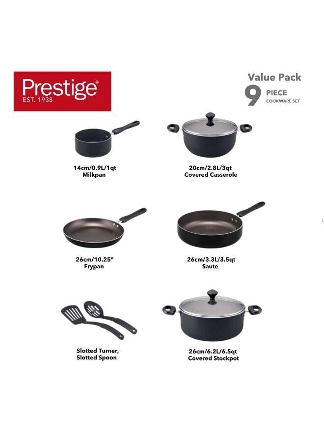 PRESTIGE Prestige 9 Pcs Value Pack Cookware Set | Non-stick Pots and Pans Set | Induction Base Cooking Set - PR22482 - Image 2