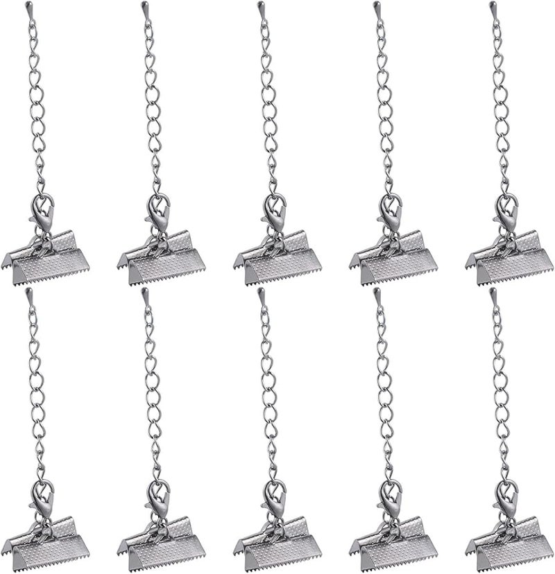 Gunmetal Lobster Clasps Extension Chains Crimp Ends Jewelry Making DIY 20pcs - Image 1