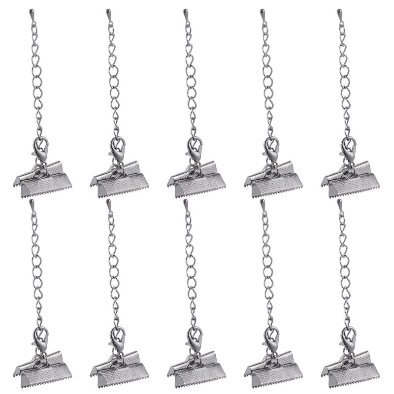Gunmetal Lobster Clasps Extension Chains Crimp Ends Jewelry Making DIY 20pcs - Image 2