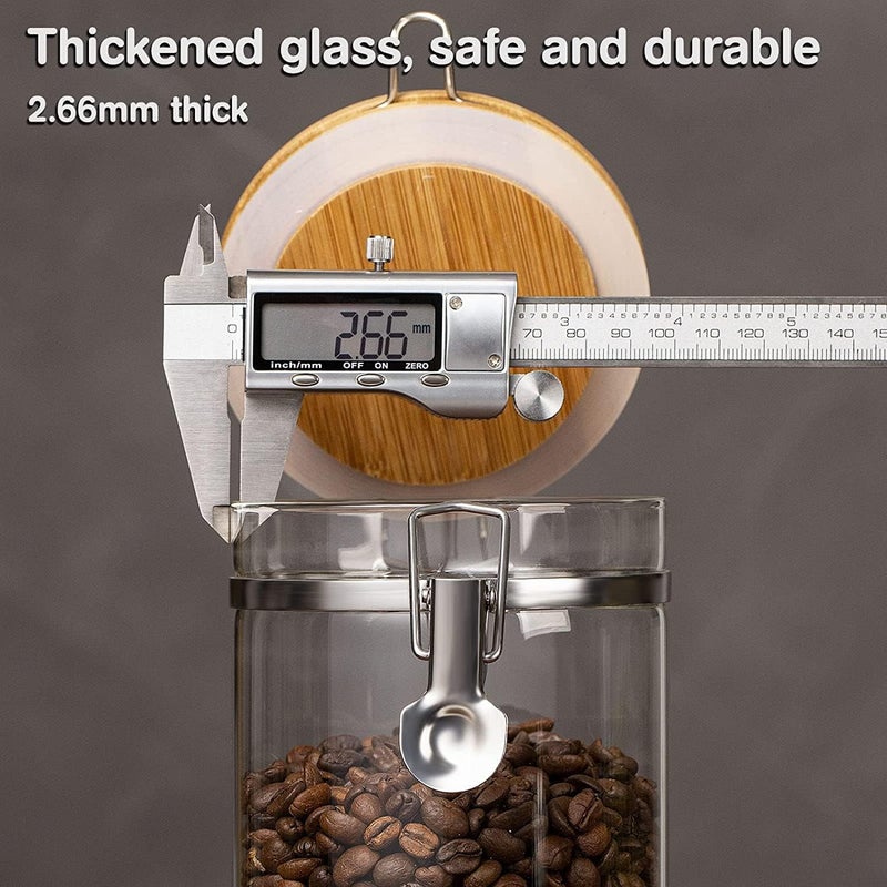 Yangbaga Ground Coffee Storage Container with Shelf, 2×45OZ Glass Coffee and Sugar Container Set, Coffee Canisters with Airtight Lids and Scoop, Food Storage Jars for Kitchen,Nuts,Tea,Sugar - Image 4
