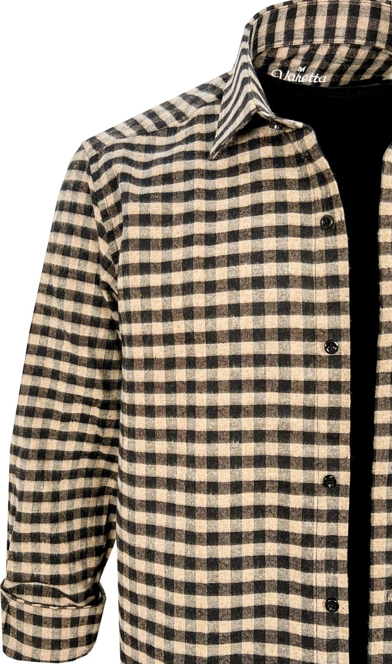 فاريتا Men's Light Brown Classic Cut Collar Buttoned Winter Shirt