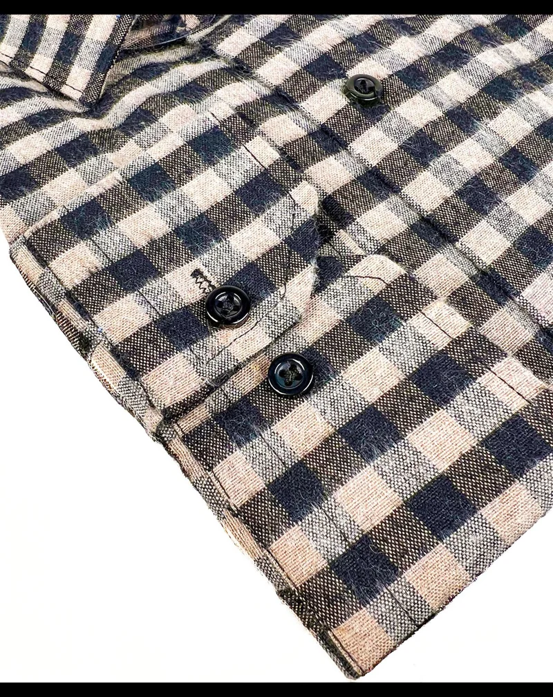 فاريتا Men's Light Brown Classic Cut Collar Buttoned Winter Shirt