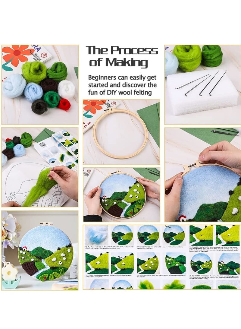 Embroidery Kits, Needle Felt Starter Set for Beginners, Wool Needle Felt Set with Embroidery Hoop Color Threads Felt Needle Picture Frame for Arts and Crafts Hobbyists - Image 2