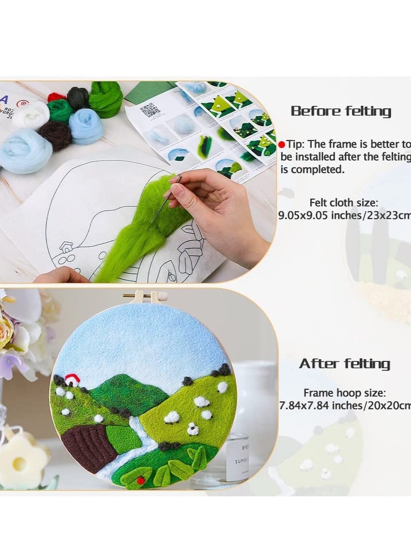 Embroidery Kits, Needle Felt Starter Set for Beginners, Wool Needle Felt Set with Embroidery Hoop Color Threads Felt Needle Picture Frame for Arts and Crafts Hobbyists - Image 3