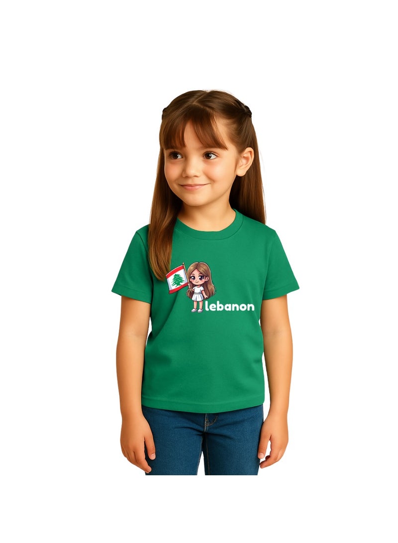 Lebanese Kids Girls T-Shirt-Classic Round Neck And Short Sleeve Cotton Tshirt-Lebanese Girls T-Shirt Ideal For Daily Wear And Events - Image 2