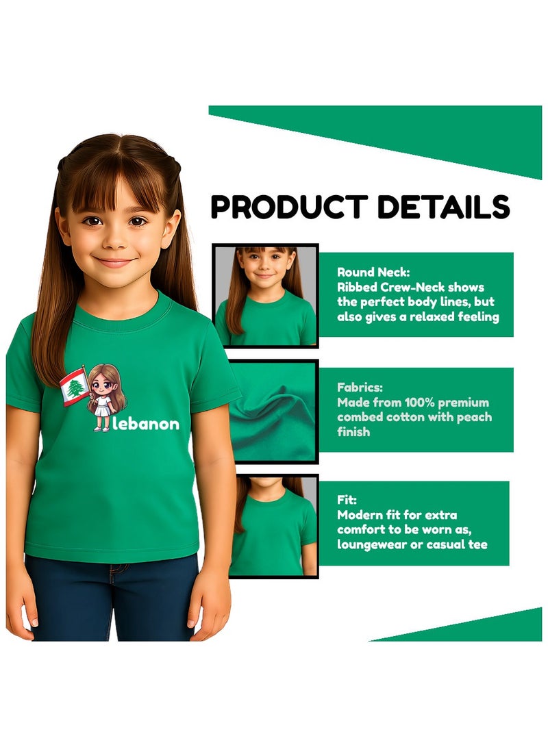 Lebanese Kids Girls T-Shirt-Classic Round Neck And Short Sleeve Cotton Tshirt-Lebanese Girls T-Shirt Ideal For Daily Wear And Events - Image 3