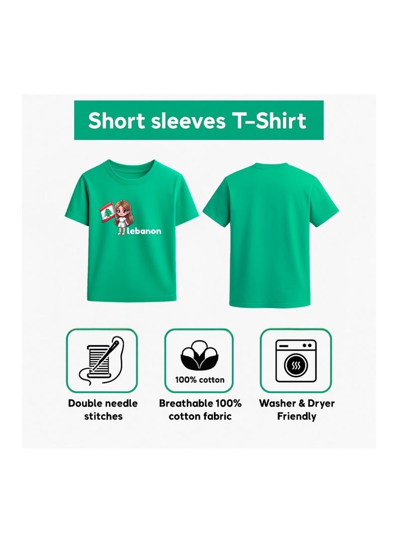 Lebanese Kids Girls T-Shirt-Classic Round Neck And Short Sleeve Cotton Tshirt-Lebanese Girls T-Shirt Ideal For Daily Wear And Events - Image 5