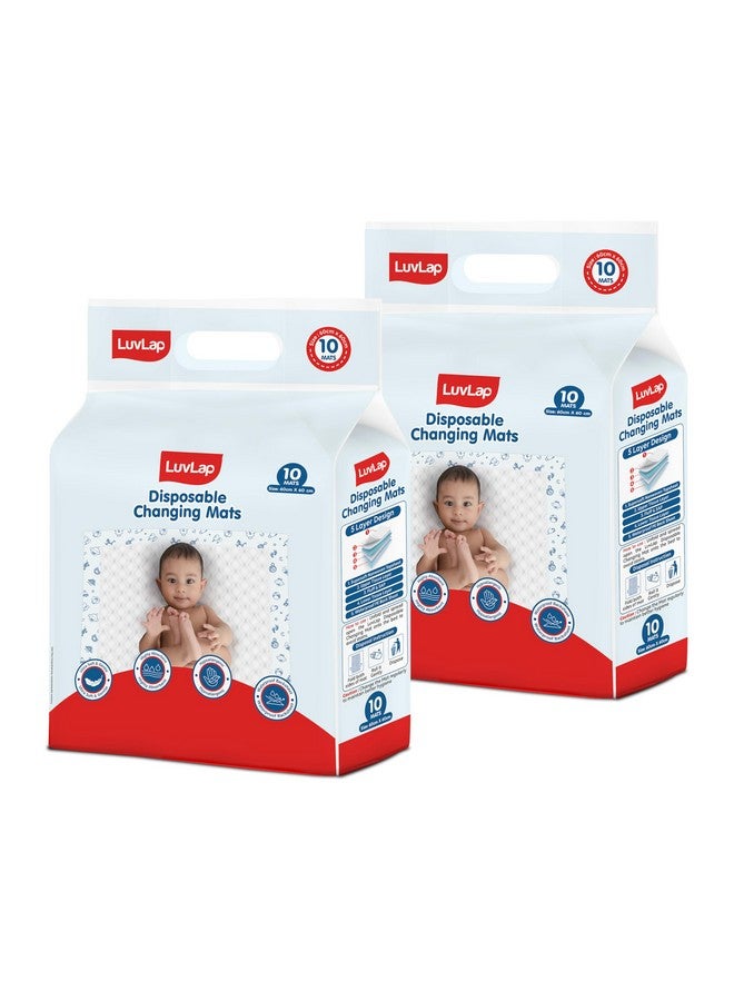 Luvlap LuvLap Disposable Baby Underpad Cum Changing Mats, 20 Count 60x60 CM Waterproof Pads for Baby, Breathable Underpads act as 100% Water Proof Bed Protector, Non Slip Backsheet, Hypoallergenic - Image 1