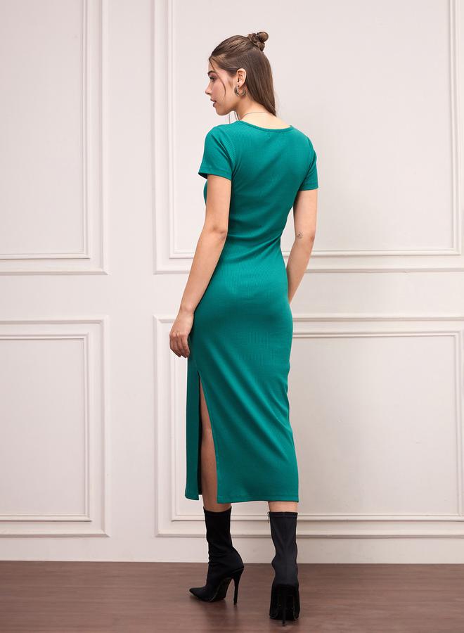 SASSAFRAS Ribbed Midi Dress  - Image 5