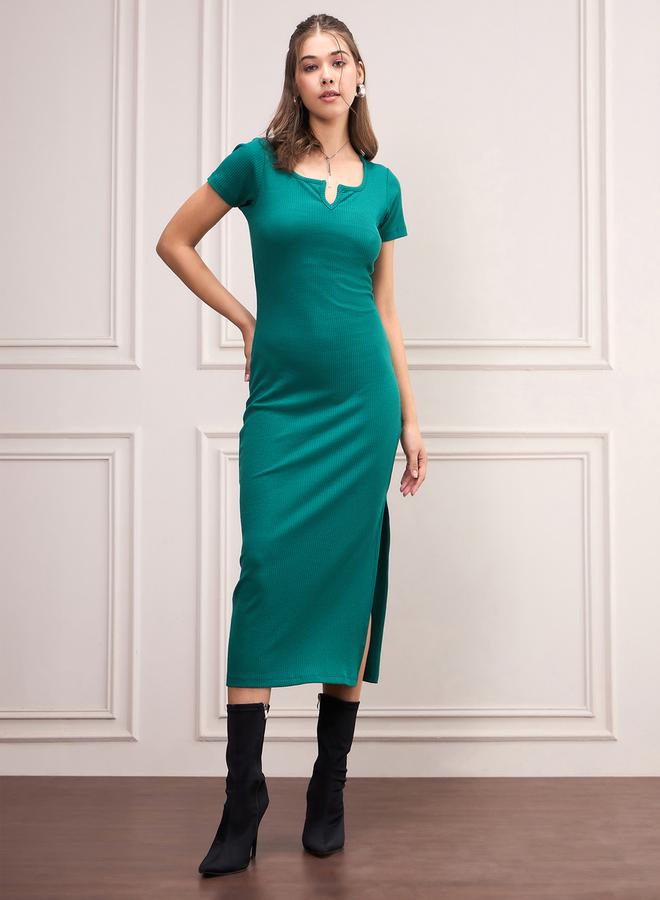 SASSAFRAS Ribbed Midi Dress  - Image 1