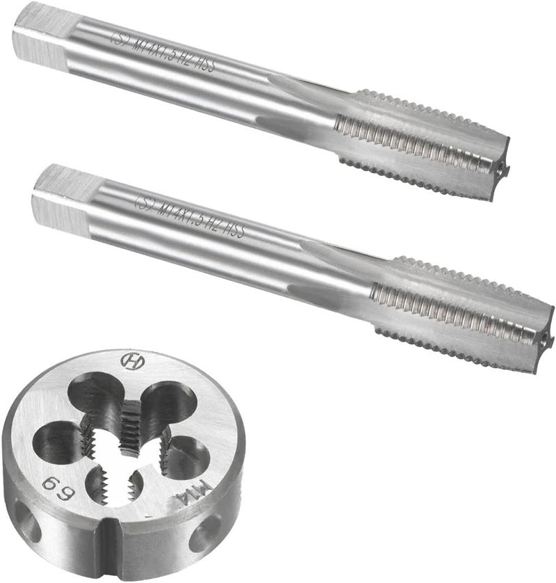 Mactoom 14mm x 1.25 HSS Metric Tap and Die Set Right Hand Thread,Tapping DIY Tool 3pcs (M14 x 1.25mm) - Image 1