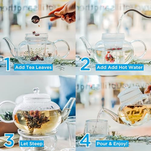 GROSCHE MONACO 42 oz Glass Tea pot with glass tea Infuser 1250 ml Capacity. Heatproof borosilicate glass and all glass tea infuser for all types of loose tea tea infusion - Image 5