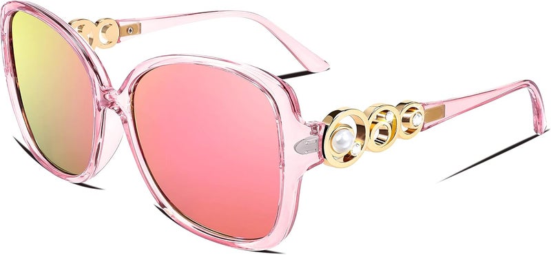 FEISEDY Polarized Fashion Sunglasses Oversized Women Trendy Square Frame with Pearl Sparkling B2821 - Image 1