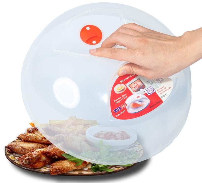 Layron Large Microwave Cover for Food Easy Grip Microwave Splatter Cover Guard Lid with Steam Vent and BPA Free & 11.5 Inch, Dishwasher Safe - Image 1