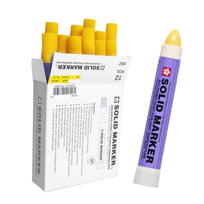 SAKURA SOLID MARKER Sakura Solid Paint Markers - Permanent Marker Pens - Window, Wood & Glass Marker - Yellow Paint - 12 Pack - Image 1