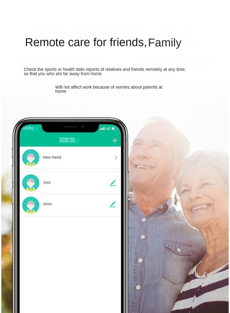 AROAQ Smart Watch, Elegant S2 Air Pump Airbag Type Smart Watch, Multifunctional Activity Tracker Watch With  Blood Pressure, Blood Oxygen Blood Sugar Body Temperature And Heart Rate Monitoring, (Black) - Image 4