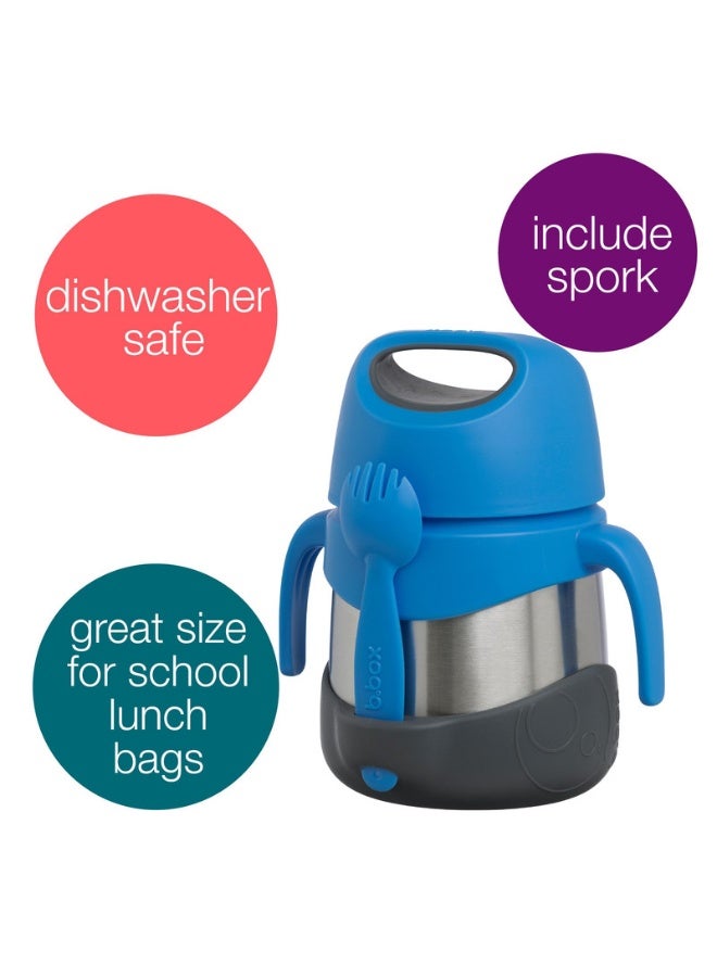 B.Box Insulated Food Jar for Kids | Keeps Food Hot or Cold | 11 fl oz Capacity | Leakproof | BPA Free | With Spork & Carry Handle-Blue Slate - Image 2