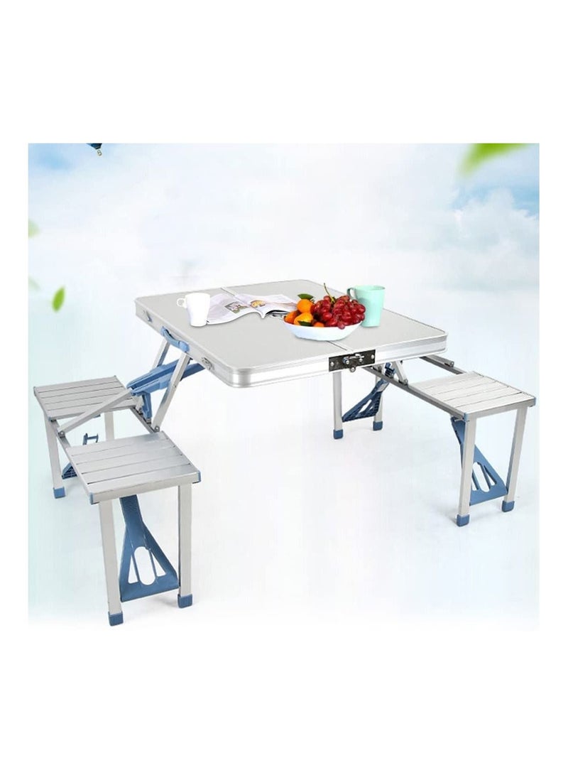 DubaiGallery Outdoor Folding Table and Chair Set, Portable Picnic Table with 4 Seats, Suitcase Camping Table and Chair Set, Barbecue Table for Backyard Patio  - Image 2