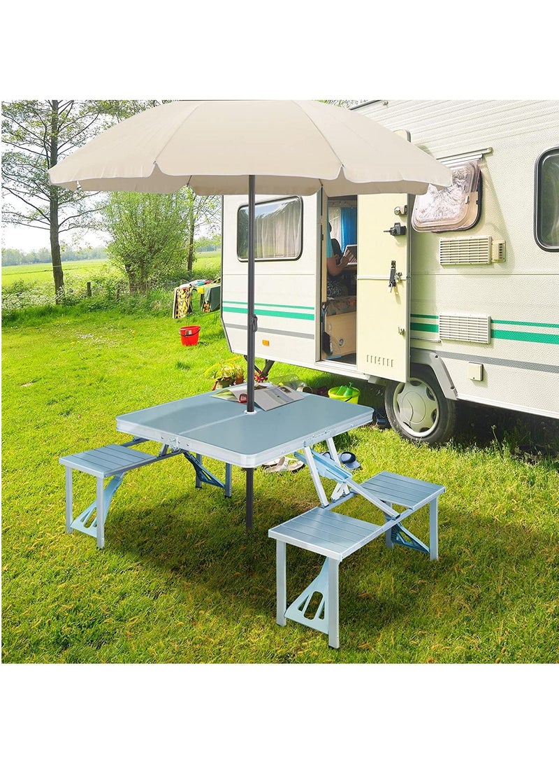 DubaiGallery Outdoor Folding Table and Chair Set, Portable Picnic Table with 4 Seats, Suitcase Camping Table and Chair Set, Barbecue Table for Backyard Patio  - Image 4