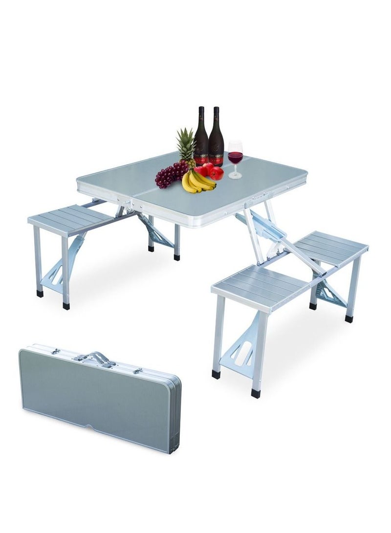 DubaiGallery Outdoor Folding Table and Chair Set, Portable Picnic Table with 4 Seats, Suitcase Camping Table and Chair Set, Barbecue Table for Backyard Patio  - Image 3