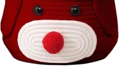 Superfine Cute Baby Bear Handmade Jute Cotton Thread Rope Basket | Woven Storage Basket With Cap | Nursery Organizers And Storage,Kids Basket, Toy Bin, Baby Gift Basket. (Red,11x11x7))  - Image 3