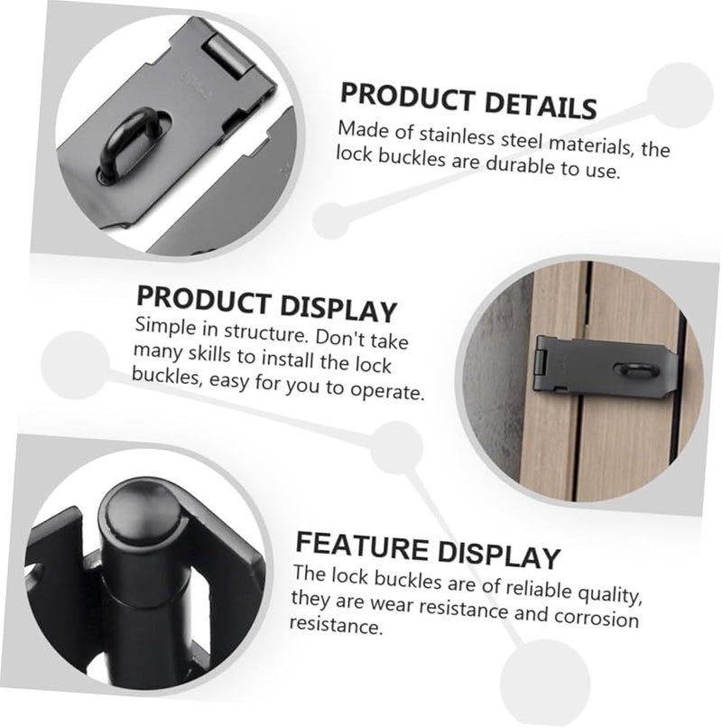Operitacx 2 Pack Stainless Steel Door Safety Hasp Lock For Gates Cabinets Anti Theft - Image 3
