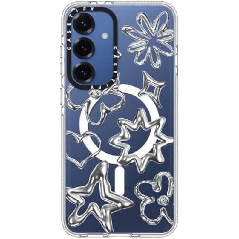 Casetify Magnetic Clear Galaxy S25+ Case 【Compatible with Magsafe】 - Chrome Doodles - Image 4