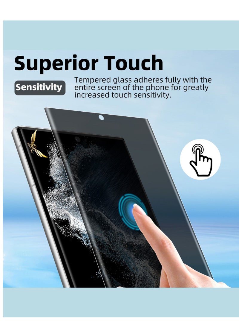 BORTONY Matte Privacy Full Adhesive Flexible Screen Protector [Support in-Screen Unlock] [Anti Spy] [Case Friendly] for Samsung Galaxy S22 Ultra 5G 6.8''  - Image 2