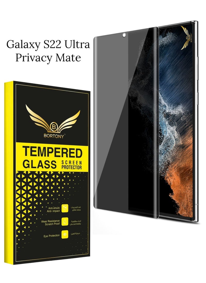 BORTONY Matte Privacy Full Adhesive Flexible Screen Protector [Support in-Screen Unlock] [Anti Spy] [Case Friendly] for Samsung Galaxy S22 Ultra 5G 6.8''  - Image 1