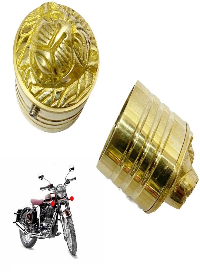 Ozango Bike Antique Desgin Lion Handle Bar Weight Lion Face Handlebar Weight Pure Brass Golden Suitable for RE Classic 350 - Image 1
