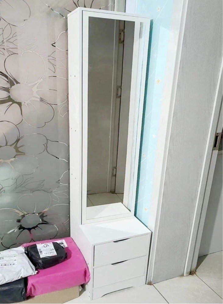 فاشون هوم مرآة تزيين كاملة الطول ومتعددة الوظائف مع طاولة تخزين ذات درجين – 40 × 40 × 162 سم ​​– منظم حديث لغرفة النوم أو غرفة المعيشة - Image 3